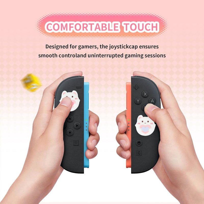 FlyingMage Heart Bunny Switch 2 Joycon Thumb Grips Caps, 4 PCS Cute Kawaii 3D Silicone Analog Thumbstick Button Cover for NS Switch 2 Joystick Caps - Image 4